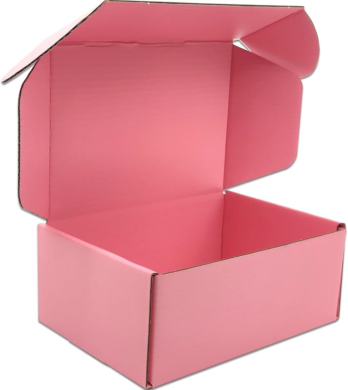 6x4x2 Shipping Boxes Set of 50, Pink Mailer Corrugated Cardboard Box | for Packaging, Literature, Packing, Mailing, Storage, Small Business, Moving, Gift, Supplies, Quick Fold, Tab Locking