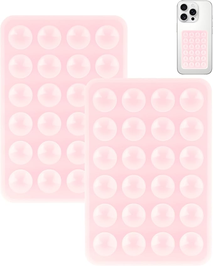 Yojaro 2 Pack Silicone Suction Phone Case Mount, Silicon Adhesive Smartphones Stand Sticky, Non Slip Suction Cup, Hands-Free Phone Accessories Holder for Selfies and Videos Light Pink
