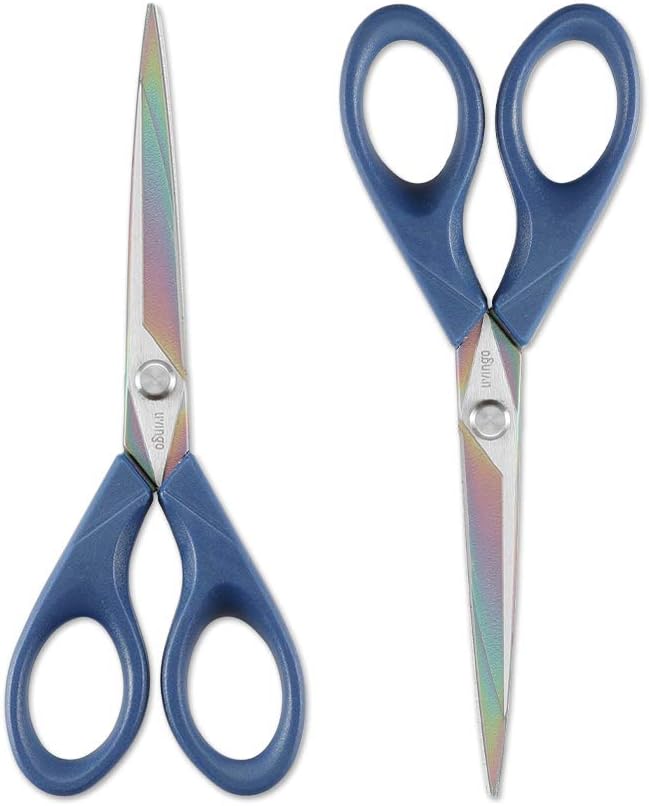 LIVINGO Titanium Scissors 7" All Purpose Shears 2 Pack | Forged Stainless Steel Blade, Left Right Handed Design, Fabric Sewing Craft, Home Office School Supplies