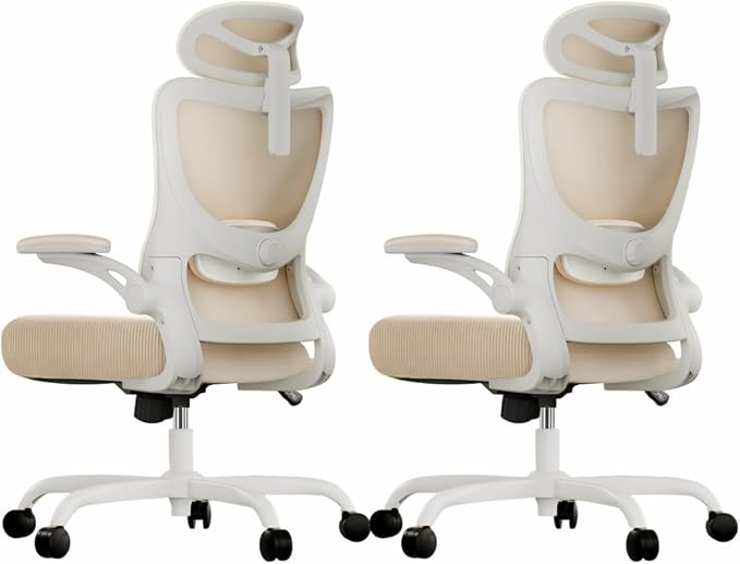 Marsail Ergonomic Office Chair with 3D Armrests, Pack of 2 | Office Desk Chair with High Back Mesh, Adjustable Lumbar Support, Rolling Work Swivel Task Chairs with Wheel, Headrest, home