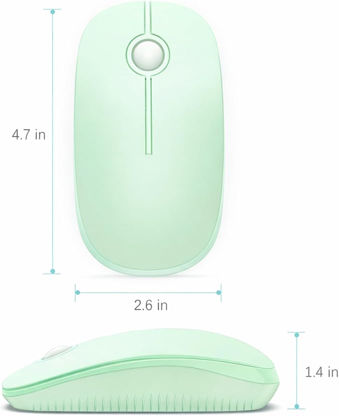VssoPlor Wireless Mouse, 2.4G Slim Computer Laptop Mouse, Light Green | Portable Mouse, Plug & Play USB Nano Receiver, Quiet Silent Optical Mice for Notebook, PC, Laptop, Computer, Windows, Mac