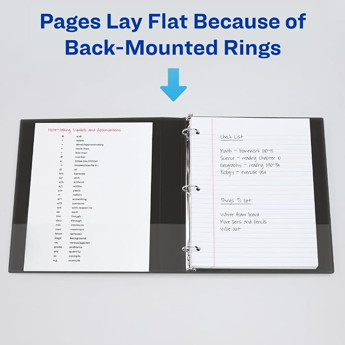 Avery® Durable View 3 Ring Binder, 0.5" Slant Rings, 1 White Binder | For Daily School, Home and Office Use, Clear View Overlays, DuraHinge Tear-Resistant Spine, DuraEdge Split-Resistant Edges