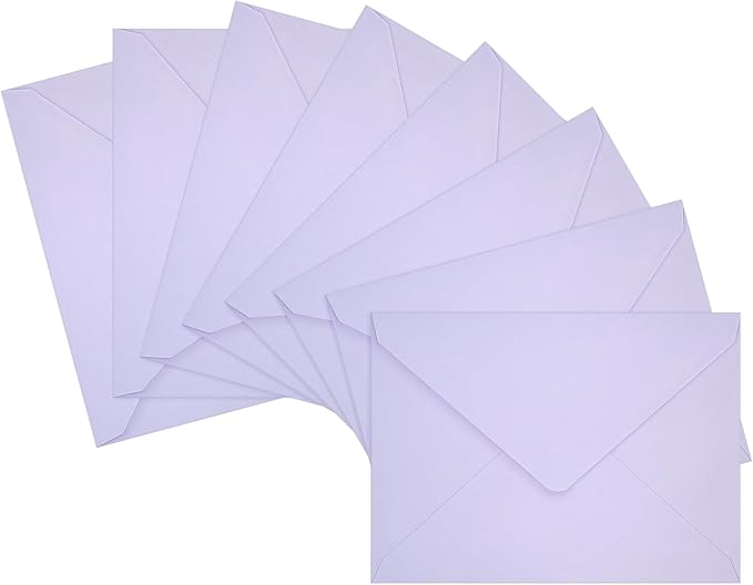 100 Pack A7 Envelopes, Light Purple Greeting Card Envelopes Self Seal, 5.24 x 7.24 in Envelopes for Birthday Graduation Baby Shower Wedding Invitation Cards