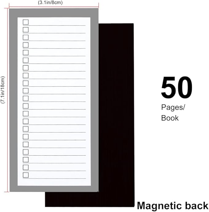 4 Pack Magnetic Notepads for Refrigerator，200 Sheets Grocery List Large Magnet Pad for Fridge,Full Magnet Back Design Magnetic Memo Pads for Grocery List, Shopping List, To-Do List (Gray, 4 pack)