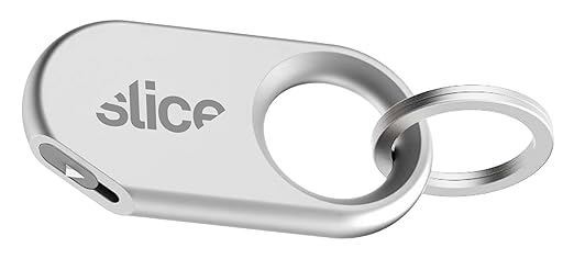 Slice Slicer Pro Box Cutter | Ceramic Keychain Knife and Heavy Duty Micro Cutter | Lasts 11x Longer than Metal | Silver