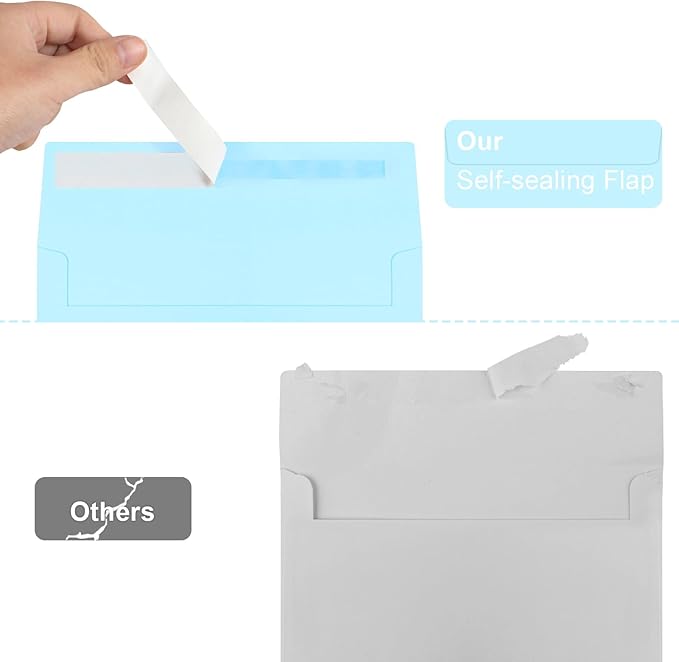 50 Packs Blue 5x7 Envelopes, Blue Envelopes 5x7, A7 Invitation Envelopes Self Seal for Weddings, Invitations, Photos, Greeting Cards, Mailing