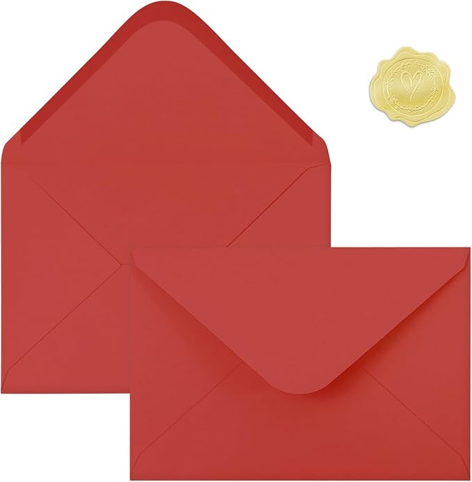 50 PCS Red Colorful A4 Envelopes,4x6 Envelopes for Invitations | 4x6 Envelopes for Greeting Cards, Great for Invitations, Wedding Invitation, Birthday, Baby Shower, Graduation