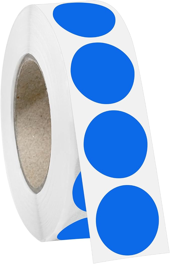 1000 PCS 3/4" Blue Dot Stickers Round Circle Coding Labels | Used for manual labor in kindergartens, garage yard price sales, organizing activity color groups,marking spice bottles