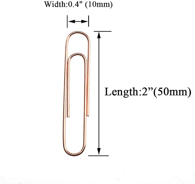 HAHIYO Paper Clips Large Sturdy 2 inches Length 70 Pack Paperclips Heavy Duty Tight Grip Rust Proof Reusable Metal Bright Rose Gold for Home Office School