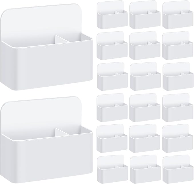Colarr 20 Pack Magnetic Dry Erase Marker Holder Bulk Whiteboard Magnetic Marker Holder Pen Pencil Organizer for Back to School Office Supplies Teacher Classroom Must Refrigerator Locker(White)