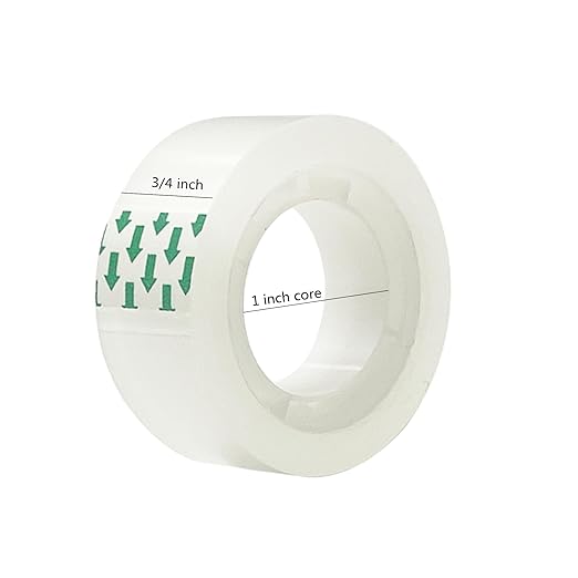 24 Rolls Transparent Tape Refills Rolls 3/4-Inch x 720 inch, 1 inch Core, Clear Gift Wrapping Tape Refill Roll for Office, Home, School