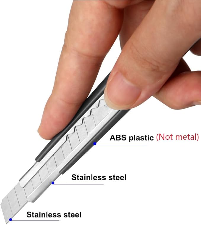 5pcs Professional Cutter - 9mm Snap Off Blades / 60 Degree Foil/Utility/Graphic Knife Set - Ideal for Foils, Wallpaper, Crafts, Cartons