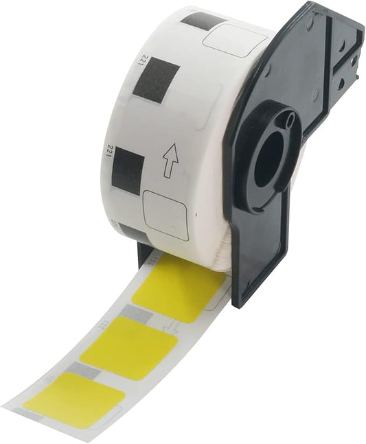 BETCKEY - Square Labels Replacement for Brother DK-1221 (0.9 in x 0.9 in), Compatible with Brother QL Label Printers [1 Rolls/1000 Labels, Yellow]