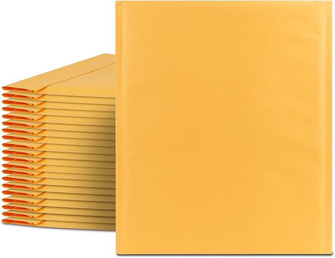 Fosmon #0 Extra Wide Kraft Bubble Mailer 6.5x10 6x10 (10 Pack), Padded Strong Adhesive Shipping Mailing Envelopes for Book, Game, Jewelry, Gift, Cards