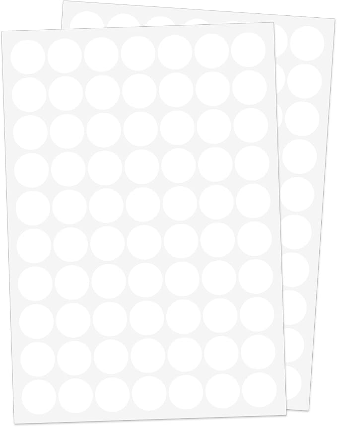 1" White Dot Stickers 1050 PCS Circle Round Colored Coding Label | Used for manual labor in kindergartens, garage yard price sales, organizing activity color groups,marking spice bottles