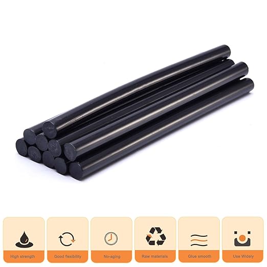 Black Hot Glue Sticks: 12 Pack Full Size Glue Sticks Bulk for Hot Glue Gun 8 Inch Long X .43 Inch Diameter (12PCS Black)