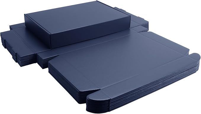 Dark Blue Shipping Packaging Box Mailer E-Commerce Packing 20Pcs13×9×2 Inch | Corrugated cardboard Wraps,flat pre-folded easy assembly,online store daily shipping parcels,gifts boxes,cross-border mailing