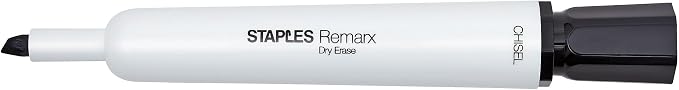 STAPLES Remarx Dry Erase Markers, Chisel Tip, Black, 36/Carton | Bold whiteboard markers, low odor, for everyday office use.