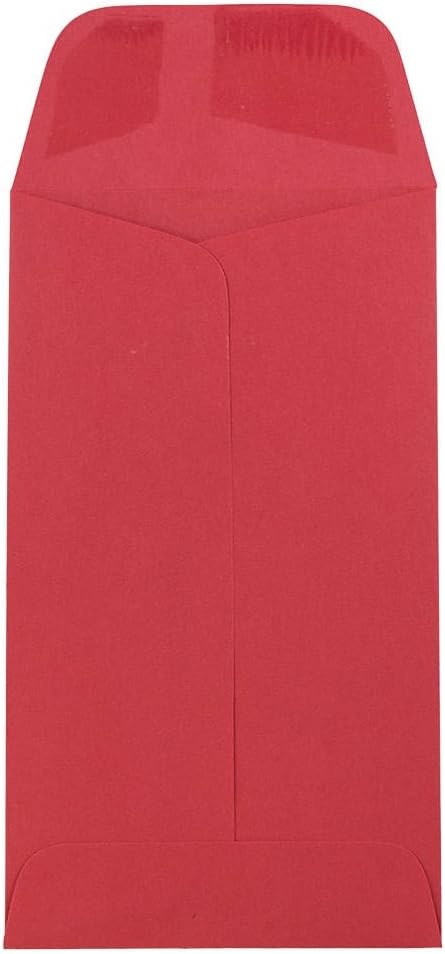 JAM PAPER #6 Coin Business Colored Envelopes - 3 3/8 x 6 - Red Recycled - 50/Pack