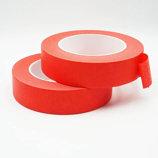 1 Inch Painters Tape, Red Masking Tape 1 Inch Wide 55 Yards X 2 Rolls, Red Paper Tape for Arts DIY Crafts Painting Labeling Decoration School Projects Home Office