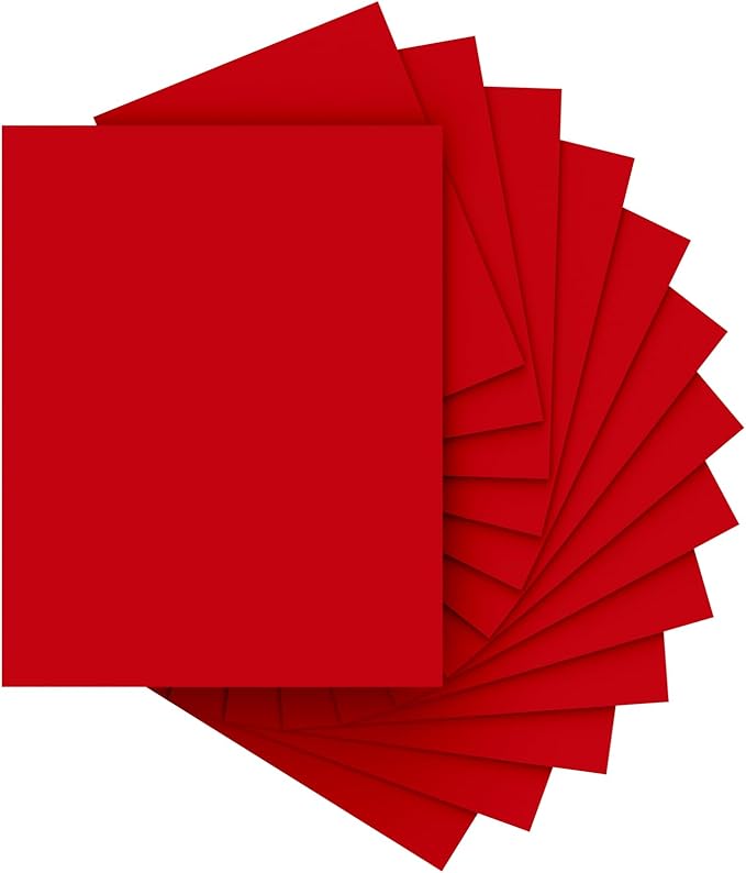 40 Sheets Red Cardstock Paper 8.5 x 11, Red Card Stock Paper, Cardstock Printer Paper 8.5 x 11, 200 GSM Red Construction Paper, Heavy Card Stock for DIY Cards, Invitations, Greeting Cards