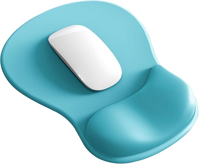 Mouse Pad with Wrist Rest,Ergonomic Mouse Pad with Comfortable Gel Wrist Rest Support and Non-Slip PU Base for Easy Typing Pain Relief, Durable and Washable(Blue)