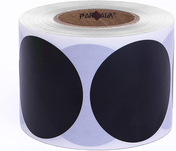 PARLAIM 2 Inch Color-Coding Labels, 500 per Roll Round Permanent Adhesive Color Coding Circle Dot Stickers for Inventory Office Home(Black)