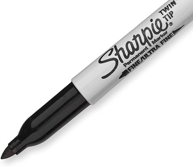 Sharpie Twin Tip Permanent Markers, Fine and Ultra Fine, Black, 4 Count