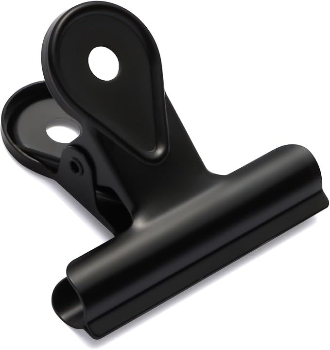 SIAMESE Bulldog Clips, 4 Pcs Binder Clips for Office & Kitchen, Multi-Purpose Binder and Food Bag Clamps for Sealing, Storage, Hanging (Black)