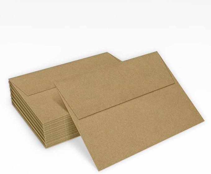 LUXPAPER A7 Invitation Envelopes for 5 x 7 Cards in 80 lb. Grocery Bag, Printable Envelopes for Invitations, w/Peel and Press Seal, 500 Pack, Envelope Size 5 1/4 x 7 1/4 (Brown)