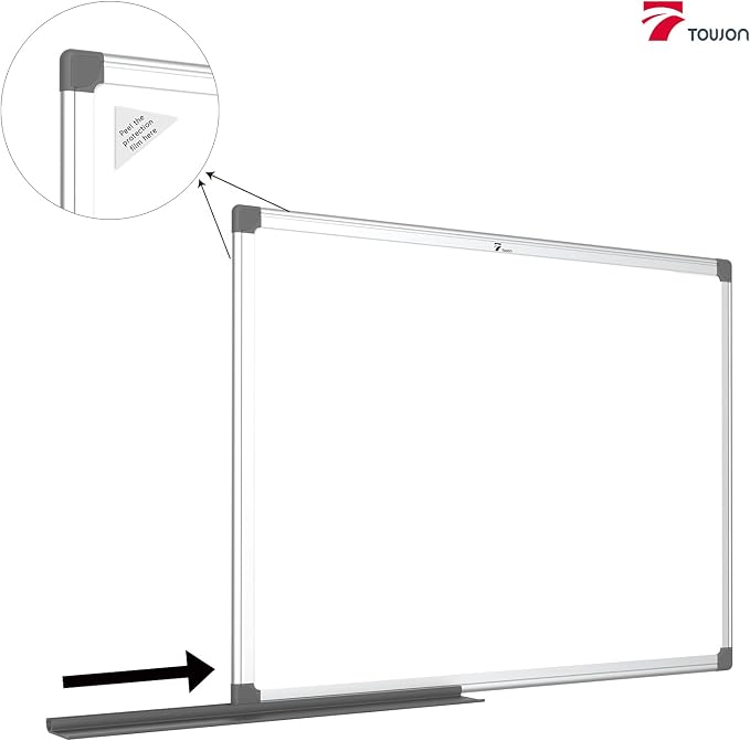 TOWON Magnetic Dry Erase Board 48x24 in, Silver Aluminum Frame for Wall | White board with pen tray and accessories for office, homeschool and classroom, wall mounted aluminum frame
