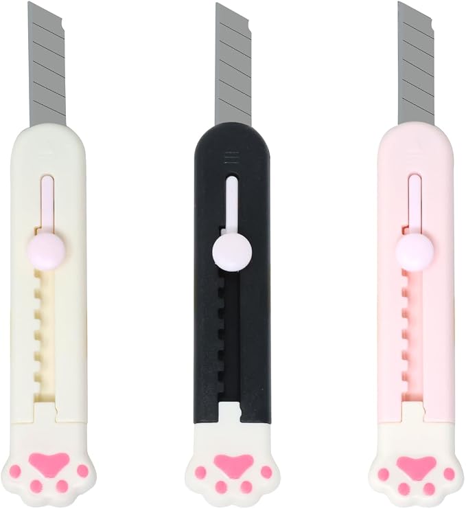 Honbay 6PCS Cat Paw Shaped Mini Utility Knives Creative Cute Animal Claw Letter Opener Portable Art Knife Retractable Envelope Knife Letter Opener Carton Opener Box Cutter
