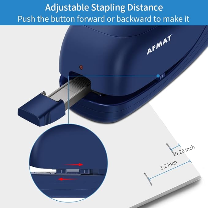 Electric Stapler for Desk, Automatic Stapler Desktop, Office Staplers Electric, AC or Battery Powered Staplers Heavy Duty Office Use, with Reload Reminder & Release Button, 25 Sheets Capacity, Blue