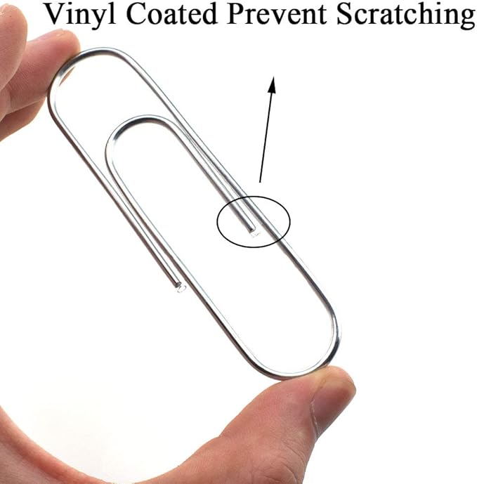 HAHIYO Paperclips 4 inch (100mm) Extra Large Paper Clips Sturdy Bright Silver Vinyl Coated Prevent Scratching Tearing The Pages for Bookmark Organize Home Office School 14 Pack