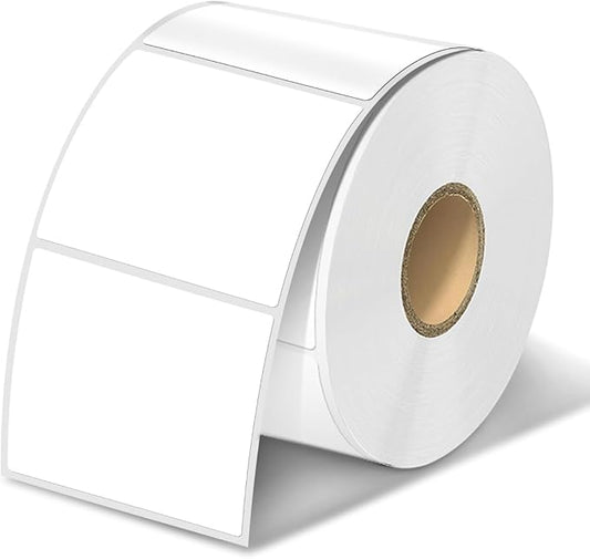 Square Thermal Label Stickers, 2"x2" (50.8mm x 50.8mm) Compatible with Multiple Thermal Printers Self-Adhesive Square Direct Strong Adhesive Thermal Labels, White, 500 Sheets/Roll