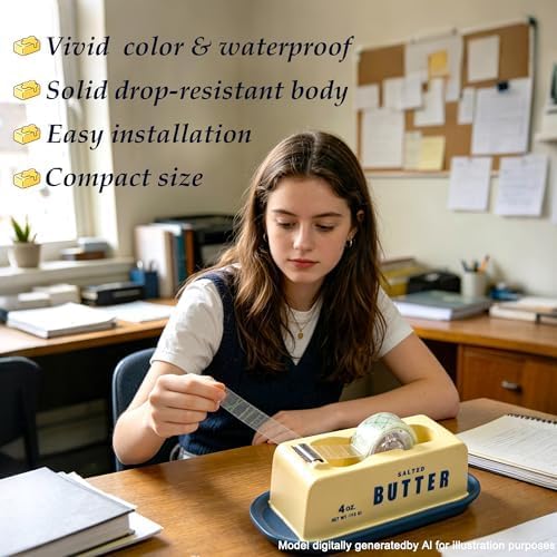 Resin Butter Shaped Funny Tape Dispenser, Novelty Packing Tape Dispenser | YOUERDA; Desk Fits Standard Tapes, Fun Office Home School Supplies, Teens & Students Cute Stationery Gift