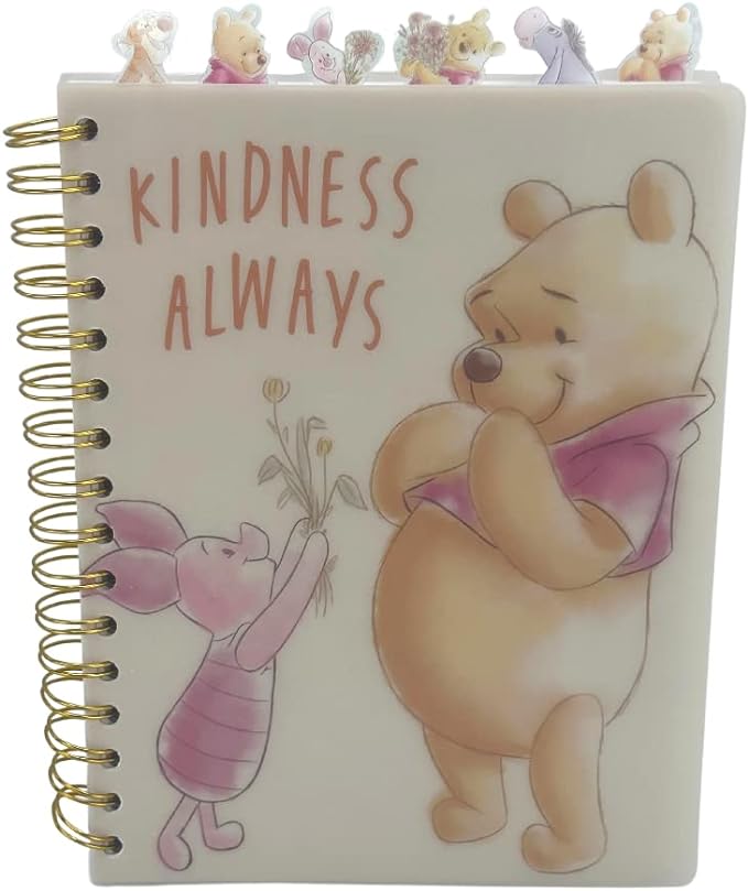Disney Winnie the Pooh Tab Journal Notebook, Spiral Bound, 144 Lined Pages, 8 x 7 inches