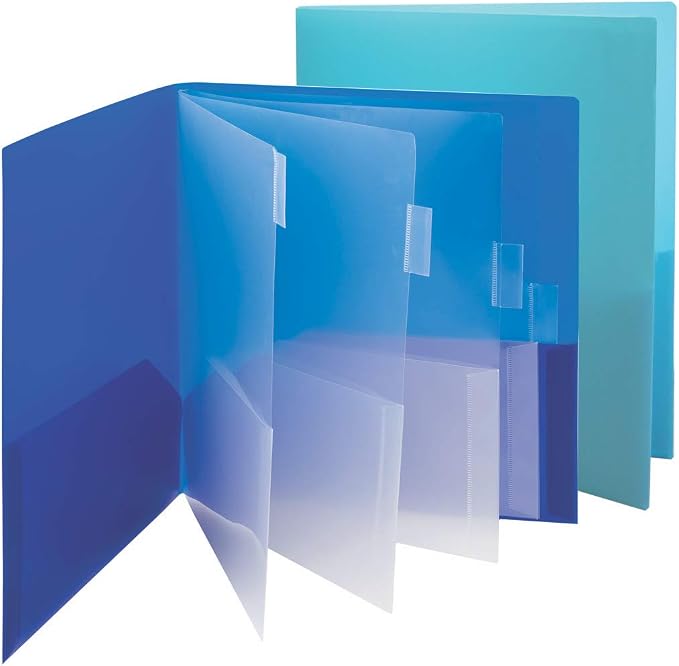 Smead 10-Pocket Organizer, Letter Size, 2 per Pack, 1 Each of Dark Blue and Teal (89204), (Pack of 15, 30 Count Total)