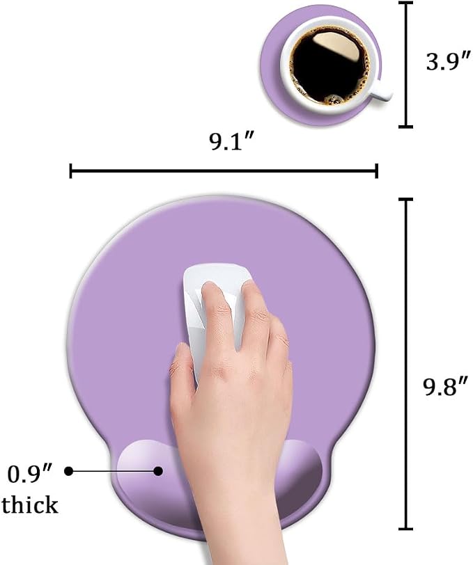 DOOKE Ergonomic Mouse Pad with Wrist Support, Cute Wrist Pad with Non-Slip Rubber Base for Computer, Laptop, Home Office Gaming, Working, Easy Typing & Pain Relief,Clove Purple
