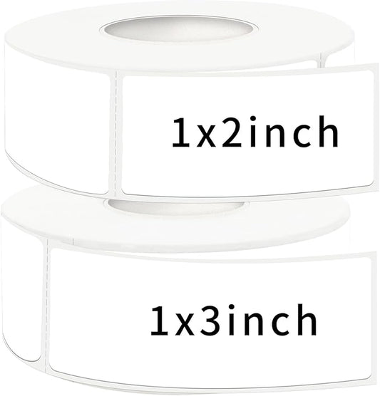 Two Sizes Mixed Pack, Removable Quick-Drying Stickers, Waterproof, Oil-Proof, Tear-Resistant Multi-Purpose Labels (1''*2'' & 1''*3'', White)