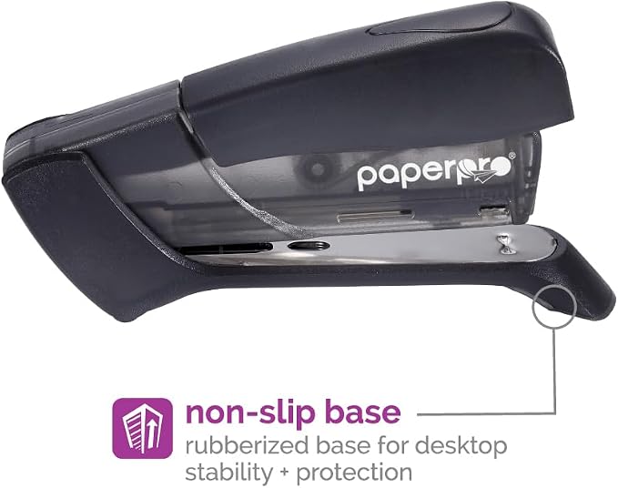 PaperPro Compact Classic Desktop Stapler, 15 Sheet Capacity, No Effort, Includes 105 Staples, One Finger, 80% Easier Stapling, Assorted (Colors May Vary)