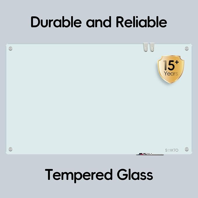 Glass Whiteboard - Glass Dry Erase Board 36" x 24" Magnetic White Board Glass Writing Board White Boards for Walls Wall Office Home