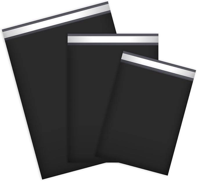 UCGOU 30 Pack Not Padded Black Poly Mailers Variety Pack, 10x13 Inch & 12x15.5 Inch & 14.5x19 Inch, Shipping Bag for Clothing Self-sealing Adhesive Poly Mailers Assorted Sizes for Small Business