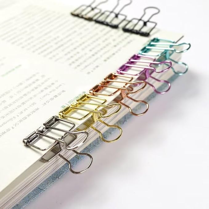 16PCS Metal Medium Binder Clips Hollow Binder Clip Metal Paper Clamps Binder Clips Decorative Tool for School Office Paperwork Multicolor (M)