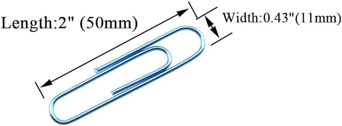 HAHIYO Paper Clips Large 2 inches Length Blue Paperclips Vinyl Coated Prevent Scratching Tearing The Pages Sturdy for Bookmark Organize Home Office School 80 Pack