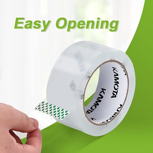 KAMOTA Packing Tape with Dispensers, 36 Rolls 1.88 Inch Wide Shipping Tape | Reliable sticking performance, works on carton surfaces, great for packing, mailing, moving and daily household sealing jobs