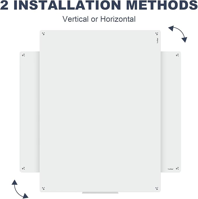 Glass Whiteboard 48x36 Magnetic White Board Dry Erase Board for Wall | Magnetic Surface, Dry Erase, Large Frameless Glass Whiteboard, Ideal for Office Home School Classroom Kitchen