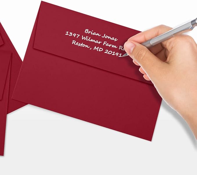 LUXPaper A7 Invitation Envelopes | Peel & Press | 5 1/4" x 7 1/4" | Garnet Red | 80lb. Text | 50 Qty