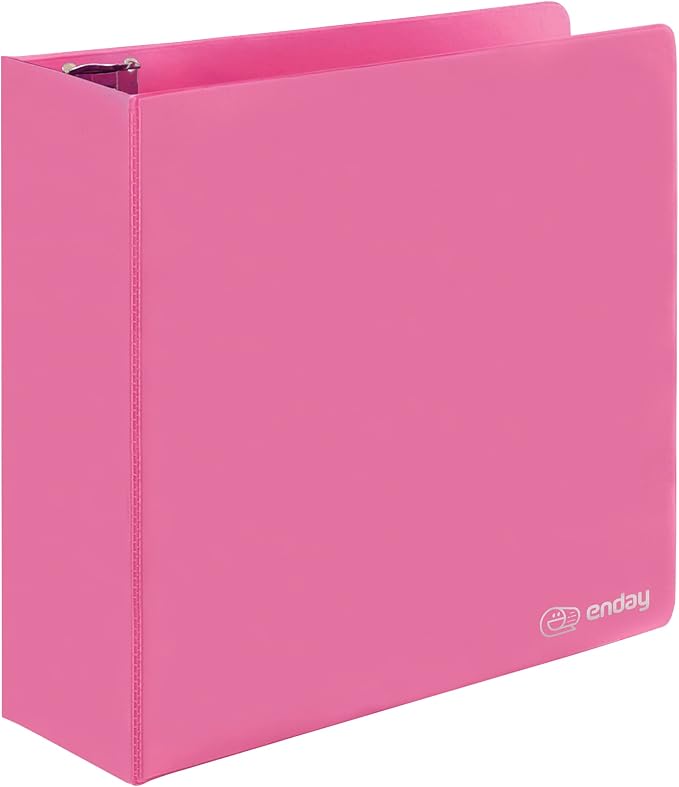 Enday 3 Inch Binder Pink 3 Ring Binder 3 Inch, Heavy Duty Three Ring Binder, 600 Sheets Capacity - 3 Inch Binder for Home School and Office