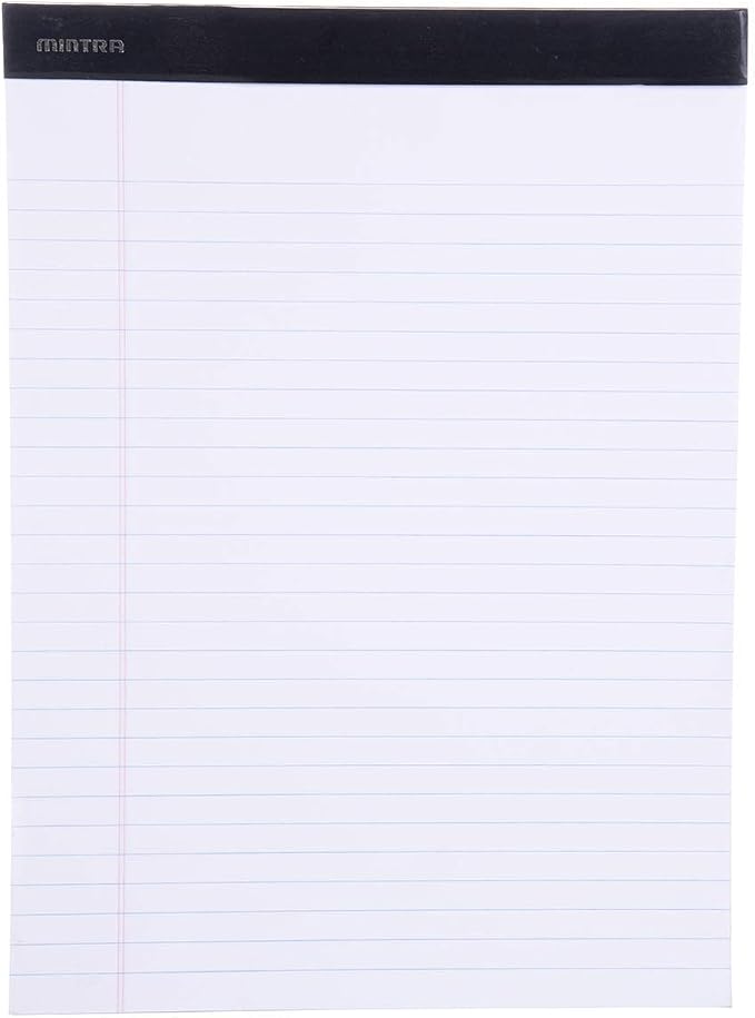 Mintra Office White Legal Pads – Ruled Notepads and Micro-Perforated Sheets, Ideal for Writing, Note-Taking & Creativity, Office, or Professional Use, Basic Pad 6 pack, 8.5"x11" (Wide Ruled)